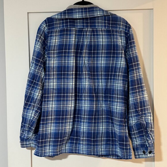 LL BEAN Fleece Lined Flannel Shirt XS Capri Blue Plaid - Picture 2 of 4